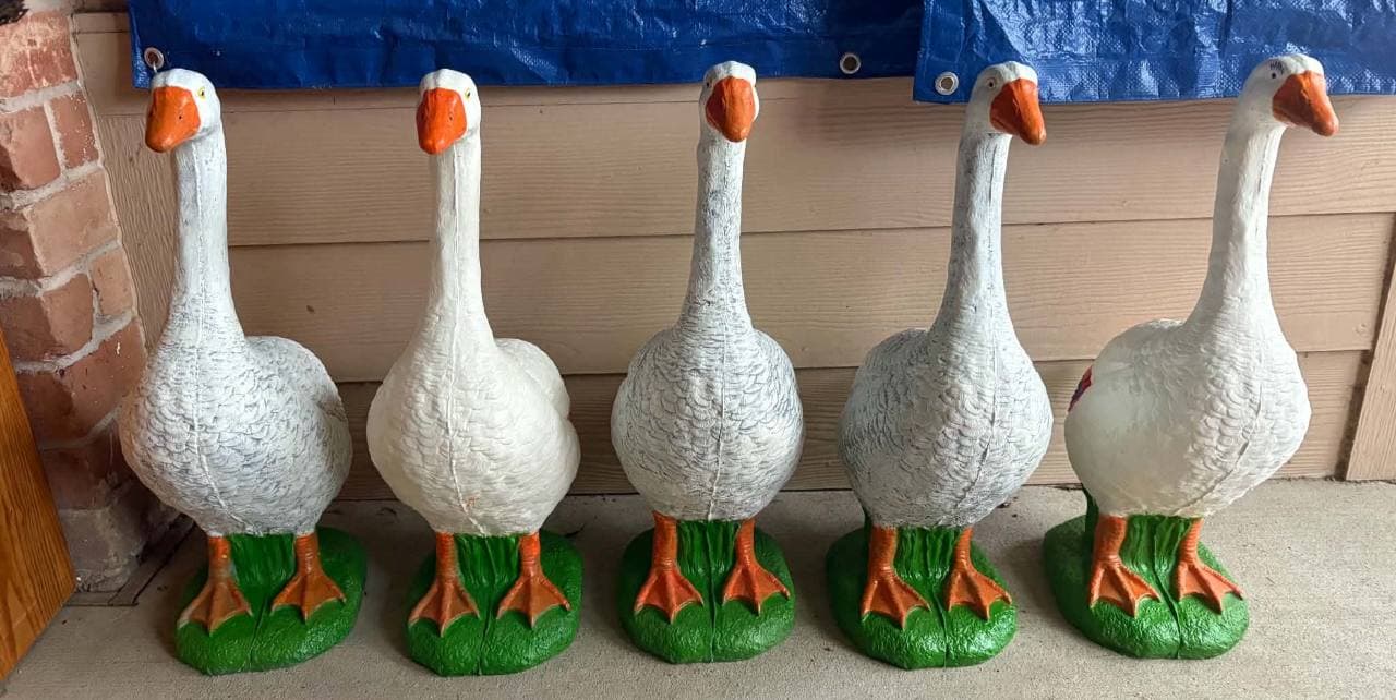 GELSO's Geese — hand-crafted concrete porch geese